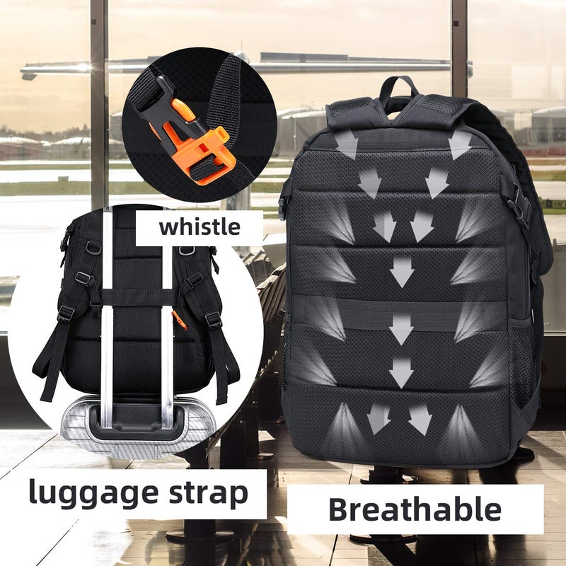 FENGDONG Durable Waterproof Travel Laptop Backpack 17.3 inch,Large College Backpack Bookbag for Men & Women Business Backpack with USB Charging Port and Headset Port Black - Image 5